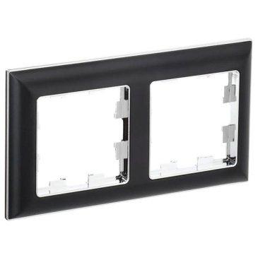 Рамка пластик 2 поста IEK BRITE BR-M22-12-2-K23 РУ-2-Бр хром/черный
