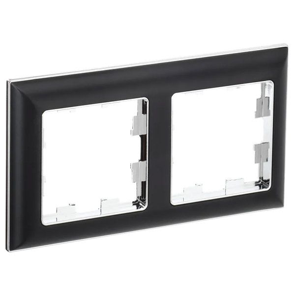 Рамка пластик 2 поста IEK BRITE BR-M22-12-2-K23 РУ-2-Бр хром/черный
