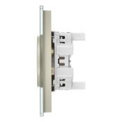 Штепсельная розетка встраиваемая двойная IEK SKANDY 10А SK-R20-10-K10 SK-R03B без з/к без шторок в сборе стекло бежевый