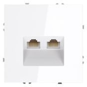 Розетка компьютерная встраиваемая VOLTUM S70 двойная RJ45+RJ45 кат.6 белый глянцевый