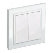 Выключатель встраиваемый двухклавишный IEK BRITE BR-V20-0-10-K91-F ВСР10-2-0-БрАБ в сборе арктический белый