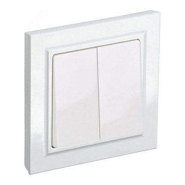 Выключатель встраиваемый двухклавишный IEK BRITE BR-V20-0-10-K91-F ВСР10-2-0-БрАБ в сборе арктический белый