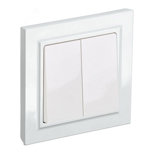 Выключатель встраиваемый двухклавишный IEK BRITE BR-V20-0-10-K91-F ВСР10-2-0-БрАБ в сборе арктический белый