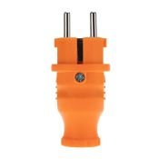Вилка прямая 2P+РE c/з, 16А, каучук, оранжевая   IP44