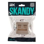 Розетка встраиваемая компьютерная двойная IEK SKANDY SK-K20-2-K98 SK-K04Sa RJ45 кат.6 песочный