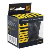 Штепсельная розетка встраиваемая IEK BRITE 16А BR-R14-16-U21-D21-K53 РЮш10-1-БрГ с з/к и шторками с USB A+A 2,1А графит