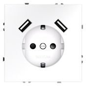 Розетка встраиваемая VOLTUM S70 с заземлением и защитными шторками 16А с USB A+A белый матовый