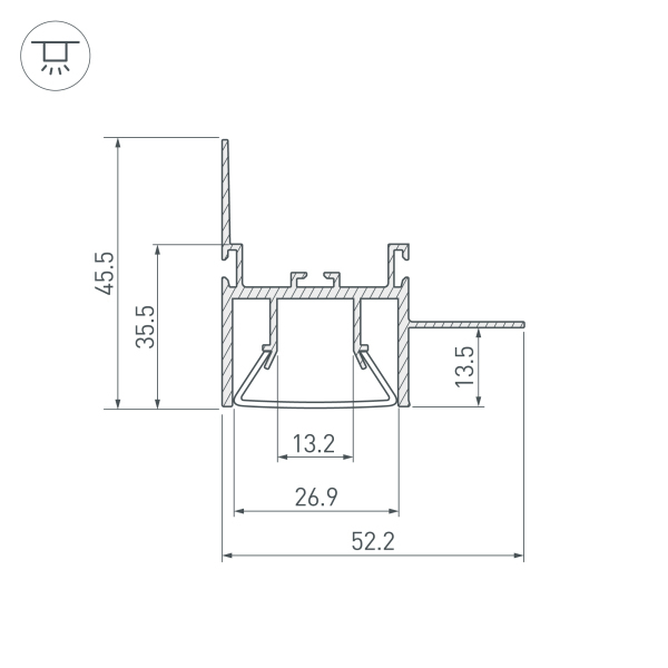Архитектурный алюминиевый профиль KLUS FOLED-WALL-2000 023865
