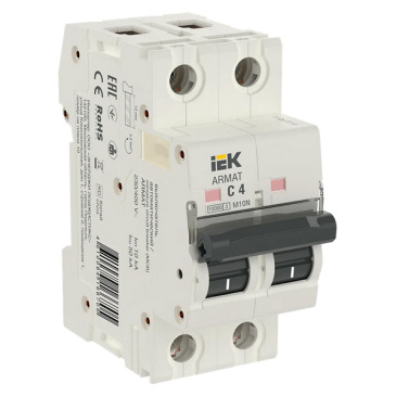 Автоматический выключатель 2-пол.  4А M10N C 10kA AR-M10N-2-C004 ARMAT IEK