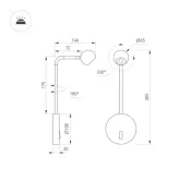 светильник  6W Белый теплый 048168 SP-OTTORI-LONG-WALL 30deg 220V IP20 цилиндр накладной черный