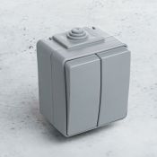 Выключатель двухклавишный IP65-2 беспроводной накладной (CR2032) IP65
