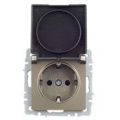 Штепсельная розетка встраиваемая IEK BRITE 16А BR-R16-16-K37 РСбш10-3-БрШ с з/к и шторками с крышкой шампань IP20