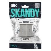 Выключатель встраиваемый двухклавишный проходной с подсветкой IEK SKANDY SK-V22-1-10-K50 SK-V10N металл никель