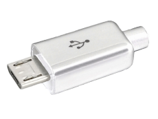 Вилка USB micro B 5P Ni/Pl на кабель белый