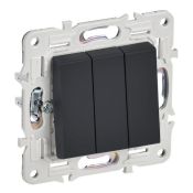 Выключатель встраиваемый трехклавишный IEK SKANDY SK-V30-0-10-K53 SK-V11G графит