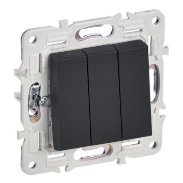 Выключатель встраиваемый трехклавишный IEK SKANDY SK-V30-0-10-K53 SK-V11G графит