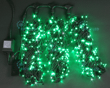 гирлянда 3 нити  24W  Зеленый RL-S3*20F-B/G, черный провод 3х20 м., 24V, 3х200 Led, IP54, мерцание