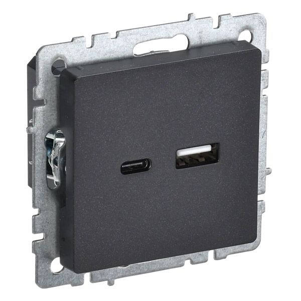 Розетка встраиваемая USB IEK BRITE A+C 18Вт BR-U22-018-K02 РЮ11-1-БрЧ черный