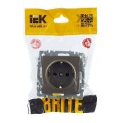 Штепсельная розетка встраиваемая IEK BRITE 16А BR-R11-16-K37 РС11-1-0-БрШ с з/к без з/ш шампань