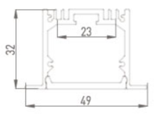 комплект профиля DesignLed с экраном LE.4932 встраиваемый ANOD