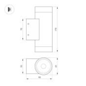 Накладной светильник  18W Белый теплый 038154(1) LGD-RAY-WALL-TWIN-R65-2x9W 220V цилиндр серый