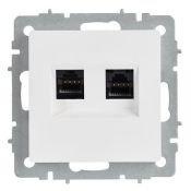 Розетка встраиваемая компьютерная двойная IEK BRITE BR-K20-2-K91 РК11-2-БрАБ RJ45 кат.6 арктический белый