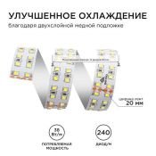 Светодиодная лента Белый 2835 24V 38W/m 240Led/метр 00-305 PRO 20мм IP20