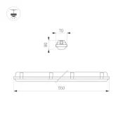 светильник  20W Белый-MIX 056910 ALT-DALLAS-L550 220V IP66 линейный накладной белый