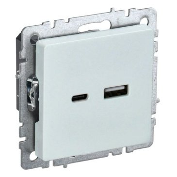 Розетка встраиваемая USB IEK BRITE A+C 18Вт BR-U22-018-K36 РЮ11-1-БрЖ жемчуг