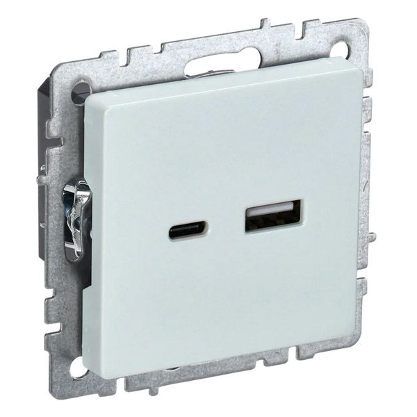 Розетка встраиваемая USB IEK BRITE A+C 18Вт BR-U22-018-K36 РЮ11-1-БрЖ жемчуг
