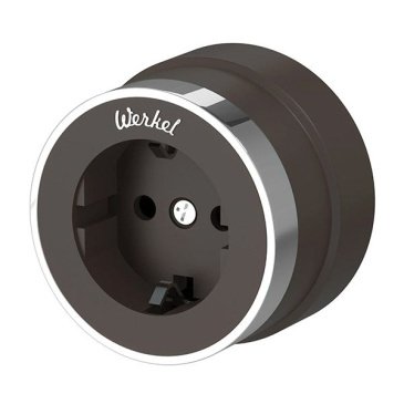 Ретро розетка пластиковая WERKEL RETRO Vintage W5871052 с з/к мокко матовый/хром