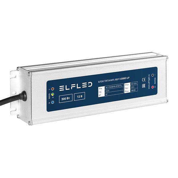 Блок питания (AC-DC) 12V 300W ELF-12300С-LP герм IP67 металл