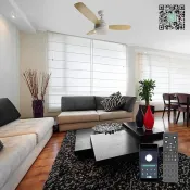 Люстра подвесная с вентилятором Белый теплый/дневной FAN WOOD 48W+18W-1070х400 белая