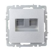Розетка встраиваемая компьютерная двойная IEK BRITE BR-K20-2-K47 РК11-2-БрА RJ45 кат.6 алюминий