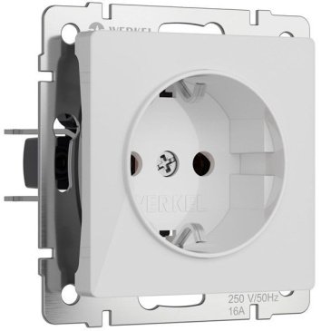 Штепсельная розетка встраиваемая WERKEL 16A 250V W1171041 с/з белый акрил