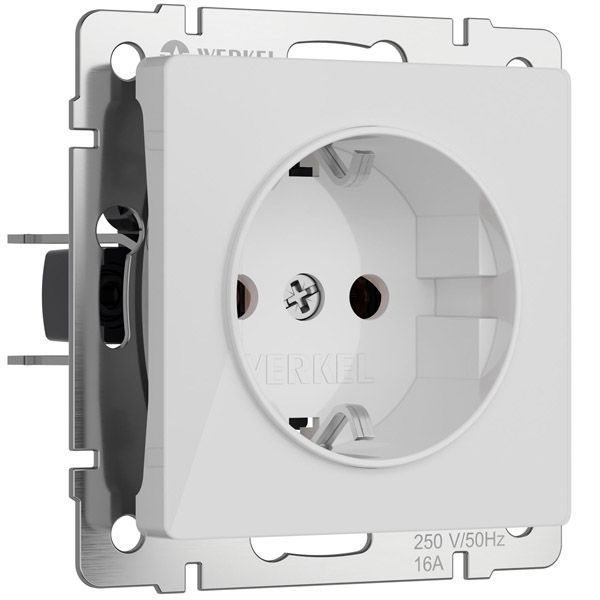 Штепсельная розетка встраиваемая WERKEL 16A 250V W1171041 с/з белый акрил