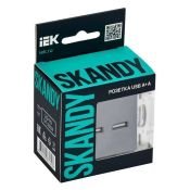 Розетка встраиваемая USB IEK SKANDY A+A 3,1А SK-U21-D31-K03 SK-R15Gr серый