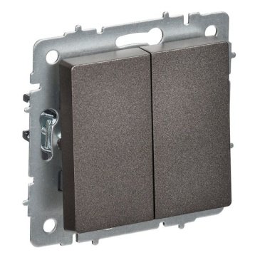 Выключатель встраиваемый двухклавишный перекрестный IEK BRITE BR-V23-0-10-K45 ВС10-2-3-БрТБ бронза