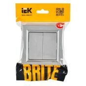 Выключатель встраиваемый двухклавишный IEK BRITE BR-V20-0-10-K47-F ВСР10-2-0-БрА в сборе алюминий