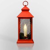 фигурка  светодиодная Декоративный фонарь со свечкой Белый теплый, 513-041, 1Led, 3хААА, красный корпус,  IP20