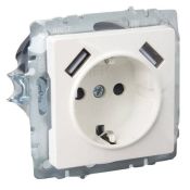 Штепсельная розетка встраиваемая IEK BRITE 16А BR-R14-16-U21-D31-K36 РЮш10-2-БрЖ с з/к и шторками с USB A+A 3,1А жемчуг