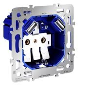 Механизм розетки с заземлением и защитными шторками 16А с USB A+A S70