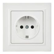 УДАЛЕНО Штепсельная розетка встраиваемая IEK BRITE 16А BR-R14-16-K01-F РСР14-1-0-БрБ с з/к и шторками в сборе белый Уценка!!!