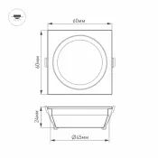 светильник   3W Белый теплый  020765  LTM-S60x60WH-Frost 110deg 220V квадратный встраиваемый белый