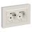 Штепсельная розетка встраиваемая двойная IEK BRITE 16А BR-R28-16-K36-F РСшПл12-3-БрЖ с з/к и шторками в сборе плоская жемчуг