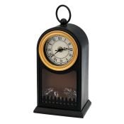 фигурка  светодиодная 5W Белый теплый камин &quot;Старинные часы&quot;, 511-020, 3Led, 2хC, черный корпус, с эффектом живого огня, IP20
