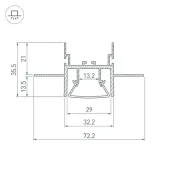 Архитектурный алюминиевый профиль KLUS FOLED-CEIL-CENTER-3000 044853