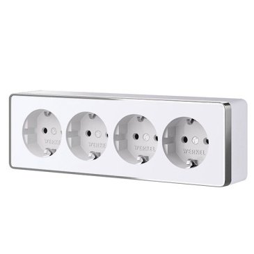 Штепсельная розетка накладная четверная WERKEL GALLANT 16A 250V W5072210  с/з и шторками белый Штепсельная розетка накладная четверная WERKEL GALLANT 16A 250V W5072210  с/з и шторками белый