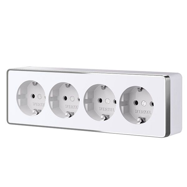 Штепсельная розетка накладная четверная WERKEL GALLANT 16A 250V W5072210  с/з и шторками белый Штепсельная розетка накладная четверная WERKEL GALLANT 16A 250V W5072210  с/з и шторками белый