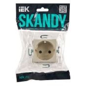 Штепсельная розетка встраиваемая IEK SKANDY 16А SK-R14-16-1-K10 SK-R06B с з/к и шторками безвинтовое крепление бежевый